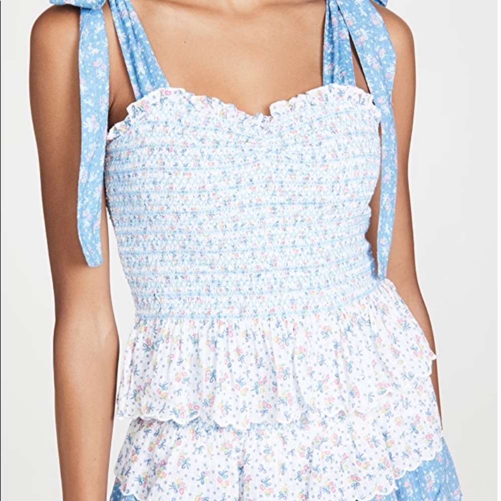 LoveShackFancy
Women's Blue Bucky Floral-print Smocked Top